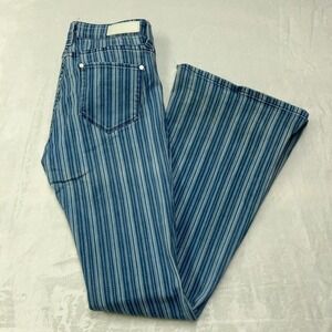 Rock & Roll Womens 30x34 Mid Rise Flare Jeans Striped Bell Bottom Y2K Bratz